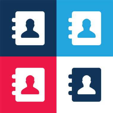 Gündem mavi ve kırmızı dört renk minimal simge kümesi