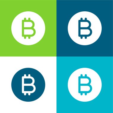 Bitcoin Düz 4 renk minimal simge kümesi