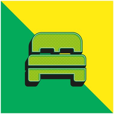 Yatak Yeşil ve Sarı Modern 3D vektör simgesi logosu