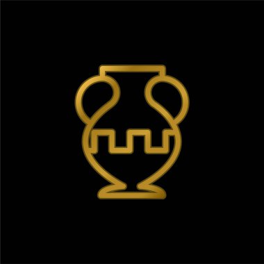 Antik Jar Outline Müzede altın kaplamalı metalik ikon veya logo vektörü