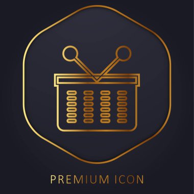 Sepet altın çizgi prim logosu veya simgesi