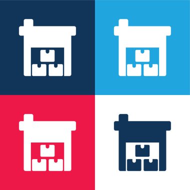 Kutular mavi ve kırmızı dört renk en küçük simge kümesi