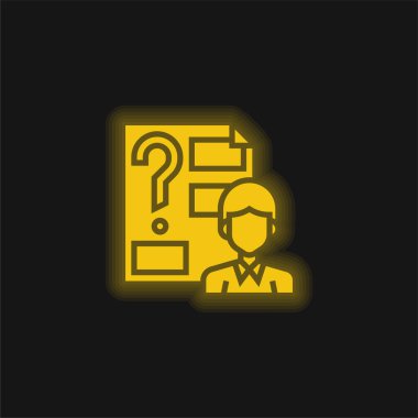 Answer yellow glowing neon icon clipart