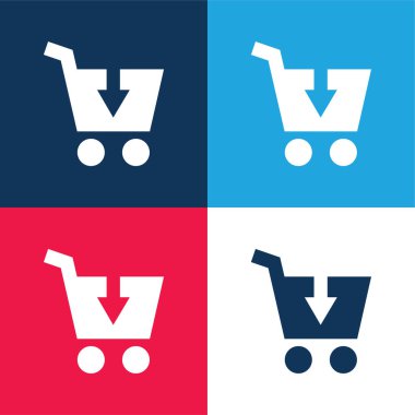 Cart 'a mavi ve kırmızı 4 renk minimal simgesi ekle