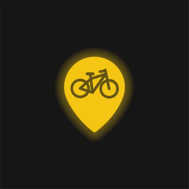 Bike Zone Signal yellow glowing neon icon clipart