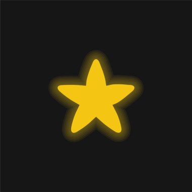 Black Rounded Star yellow glowing neon icon clipart
