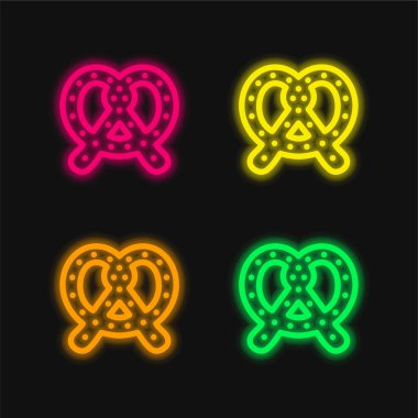 Büyük simit dört renk parlayan neon vektör simgesi