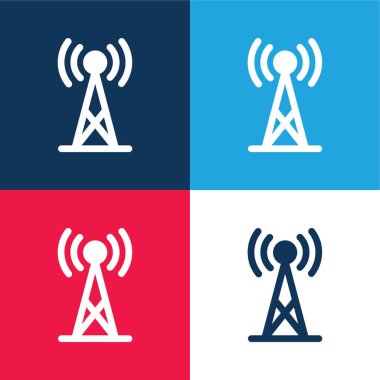 Antenna blue and red four color minimal icon set clipart