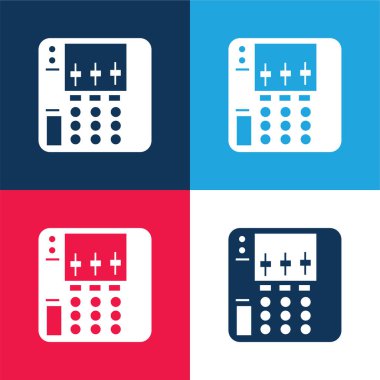 Audio Equalizer Device blue and red four color minimal icon set clipart
