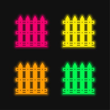 Boundaries four color glowing neon vector icon clipart