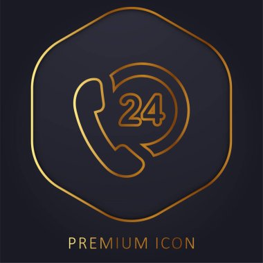 24 Hours Support golden line premium logo or icon clipart