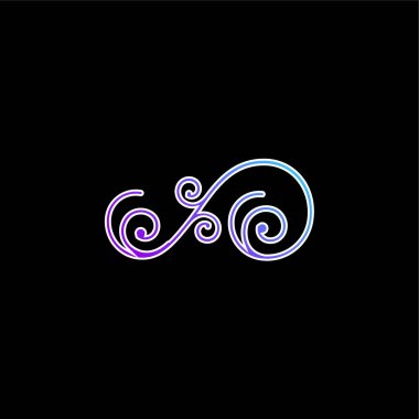 Asymmetrical Floral Design Of Spirals blue gradient vector icon clipart