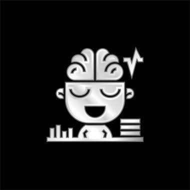 Beyin gümüş kaplamalı metalik simge