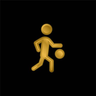 Basketbolcu Silueti Topun altın kaplama metal ikonu veya logo vektörü