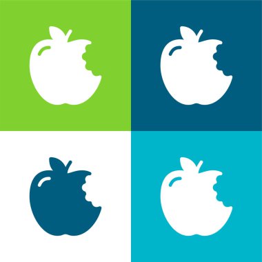 Apple Flat four color minimal icon set clipart