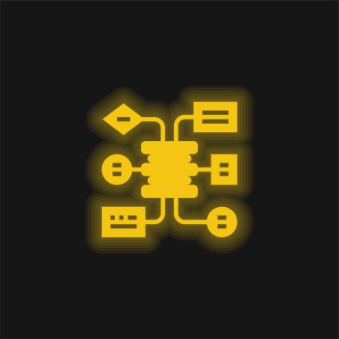 Algoritma sarı parlak neon simgesi