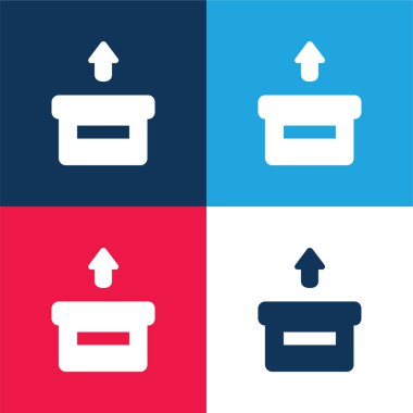 Kutu mavi ve kırmızı dört renk minimal simge kümesi