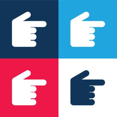 Black Hand Pointing To Right blue and red four color minimal icon set clipart