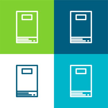 Kitap Düz 4 renk minimal simgesi seti