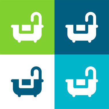 Küvet Düz 4 renk simgesi seti