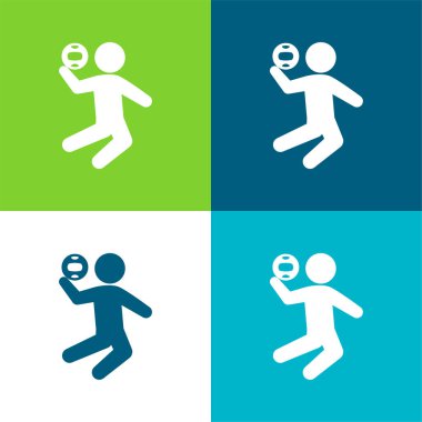 Plaj Voleybolu Düz Düz 4 renk minimal simge kümesi