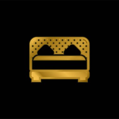 Yatak altın kaplamalı metalik simge veya logo vektörü