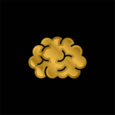 Beyin altın kaplamalı metalik simge veya logo vektörü