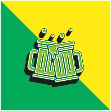 Biralar yeşil ve sarı modern 3d vektör simgesi logosu
