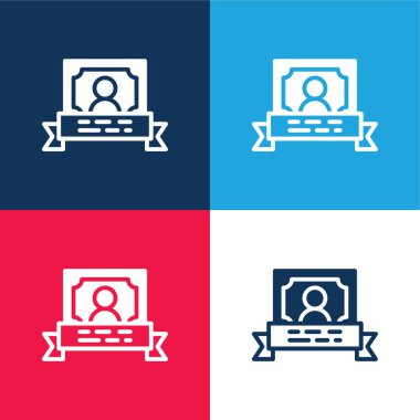 Rozetler mavi ve kırmızı dört renk minimal simge kümesi