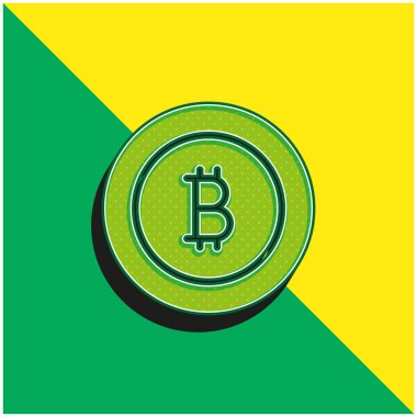 Bitcoin Yeşil ve Sarı modern 3d vektör simgesi logosu