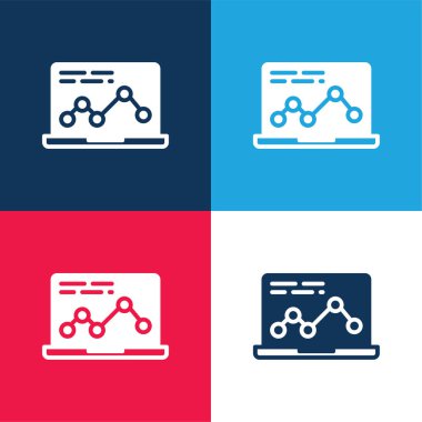 Analitik mavi ve kırmızı dört renk minimal simge kümesi