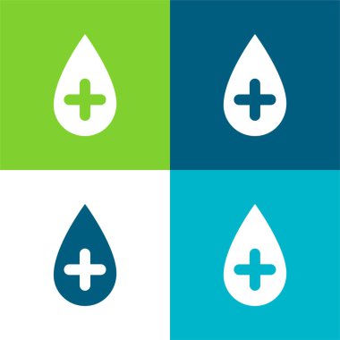 Kan Düz 4 renk simgesi seti