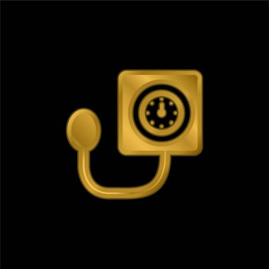 Kan Basıncını Kontrol Aracı Altın kaplama metalik simge veya logo vektörü
