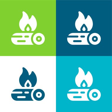 Şenlik Ateşi Düz 4 renk en küçük simge seti