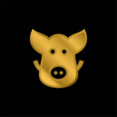 Boar gold plated metalic icon or logo vector clipart