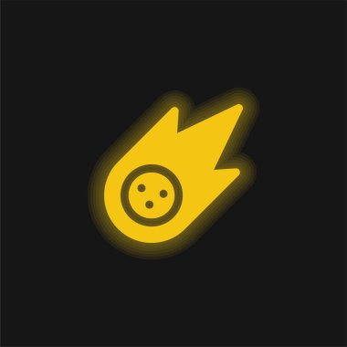Asteroid yellow glowing neon icon clipart