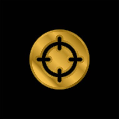 Altın kaplama metalik simge veya logo vektörünü hedefle