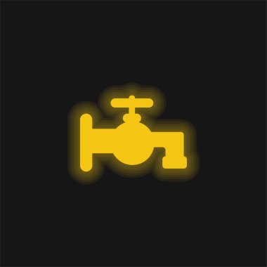 Tuvalet musluğu silueti sarı parlak neon ikon