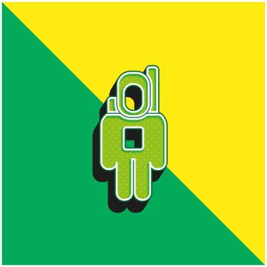 Astronot Yeşil ve Sarı 3D vektör simgesi logosu