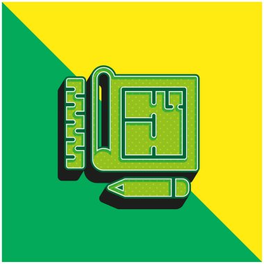 Yeşil ve sarı renkli modern 3d vektör simgesi logosu