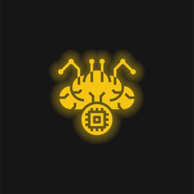 Beyin sarısı parlak neon simgesi