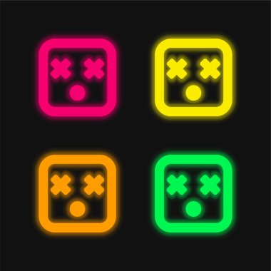 Blind Square Face dört renk parlayan neon vektör simgesi