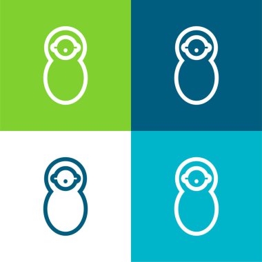 Swaddle Düz Düz Dört Renk Simgesi Seti