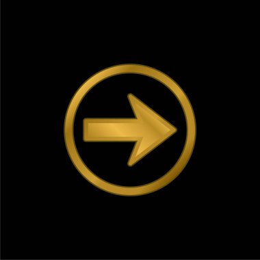 Sağ Seyrüsefer için ok Altın kaplama metalik simge veya logo vektörü