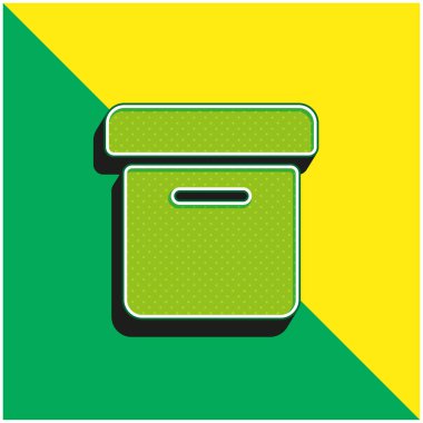 Kutu Kenarı Görünümü Yeşil ve Sarı 3D vektör simgesi logosu