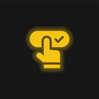 Booking yellow glowing neon icon clipart