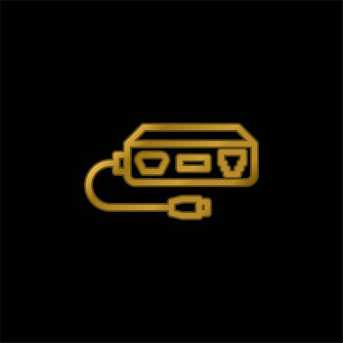 Adaptör altın kaplama metalik simge veya logo vektörü