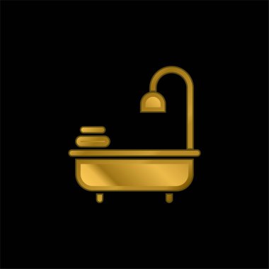 Küvet altın kaplama metalik simge veya logo vektörü