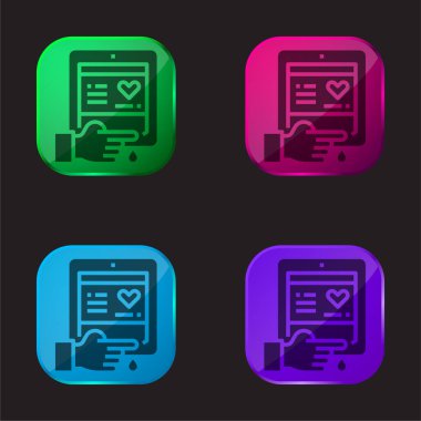 Kan Testi Dört Renkli Cam Simgesi