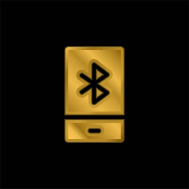 Bluetooth altın kaplama metalik simge veya logo vektörü